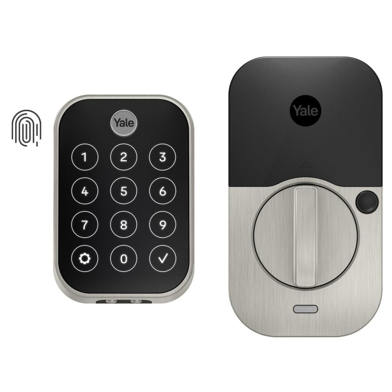 Yale Security قفل باب دخول بدون مفتاح من Yale Assure Lock 2 Touch Deadbolt Satin Nickel مع لوحة مفاتيح رقمية تعمل باللمس وماسح ضوئي لبصمات الأصابع (بدون واي فاي) YRD450-F-BLE-619 - Image 1